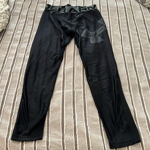 Boys SZ YMD HEATGEAR UNDER ARMOUR black athletic leggings